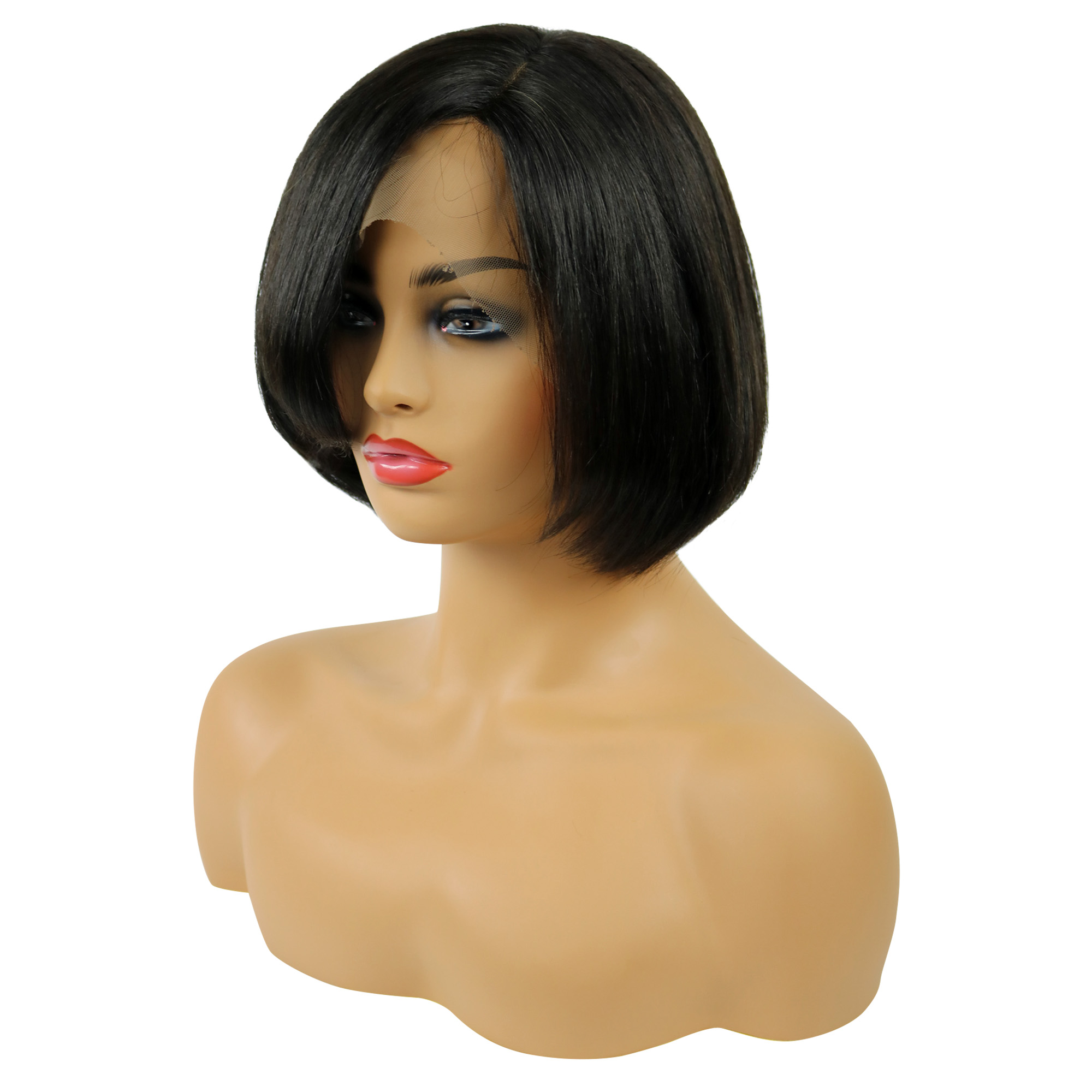 Straight Women Lace Front Cap Human Hair 120% 8 Inches Wigs -  Bob Hair wigs