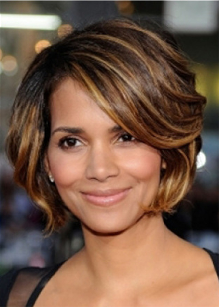 Halle Berry Capless Human Hair Loose Wave 120% 10 Inches Wigs Bob Wigs
