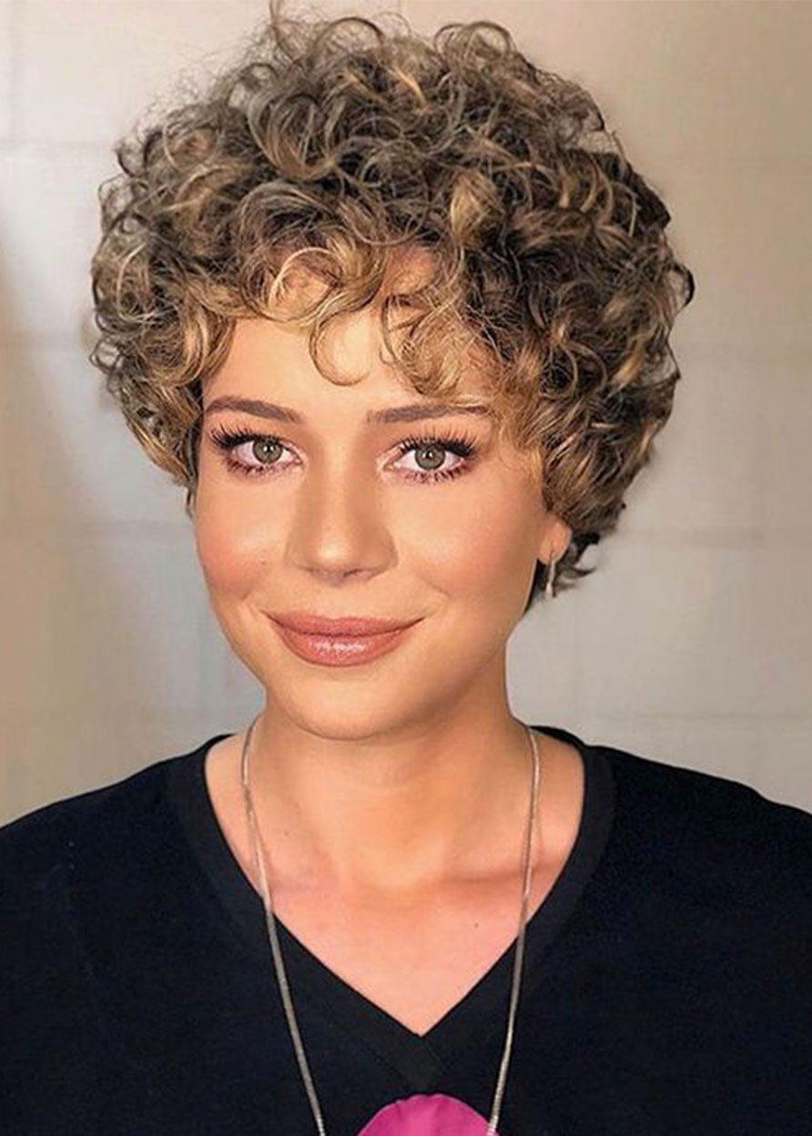 Synthetic Hair Women Curly Bob Capless 8 Inches 120% Wigs