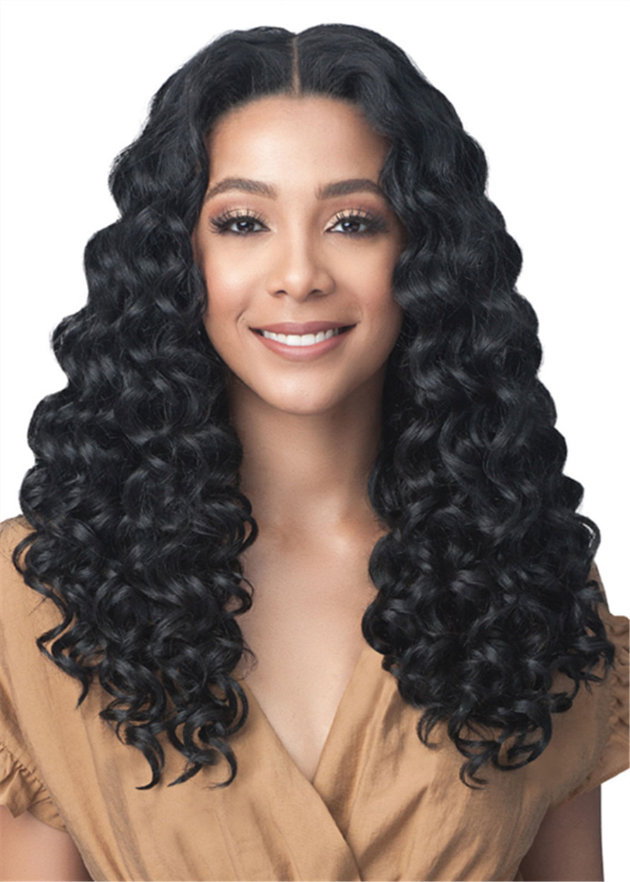 Curly Human Hair Capless Women Middle Part Wigs 120% 20 Inches Wigs