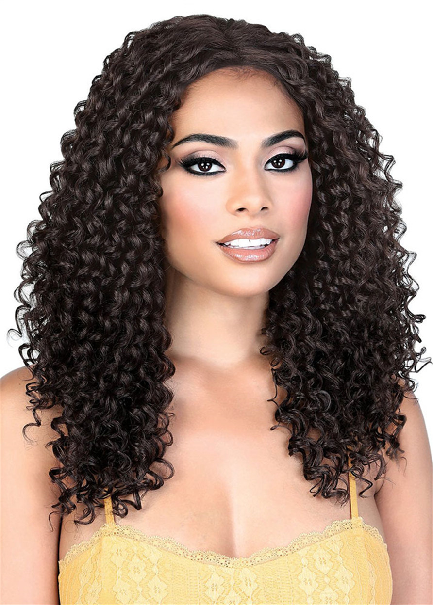 Kinky Curly Synthetic Hair Women Capless 120% 20 Inches Wigs