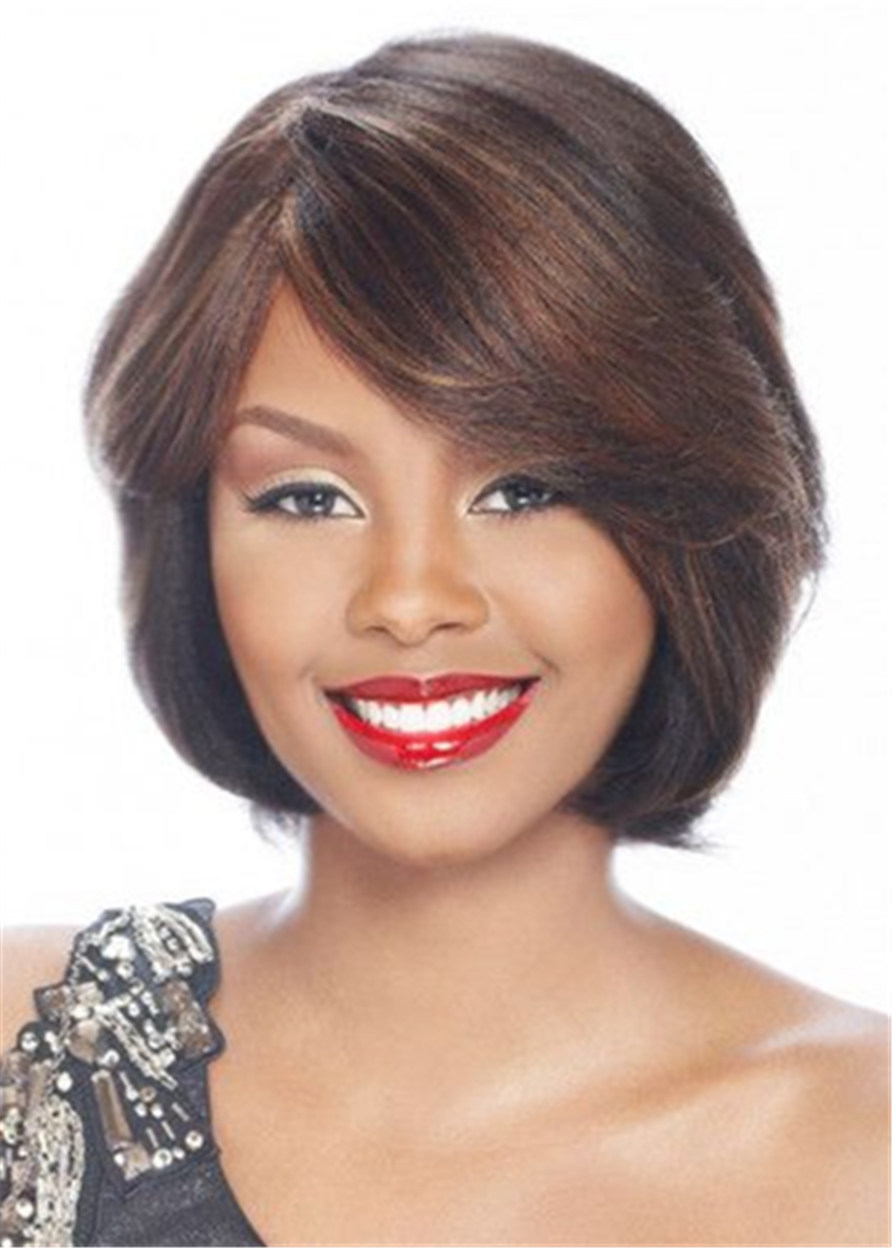 Women Short Bob Hair Wigs Synthetic Hair Natural Straight Capless 12 Inches 120% Wigs