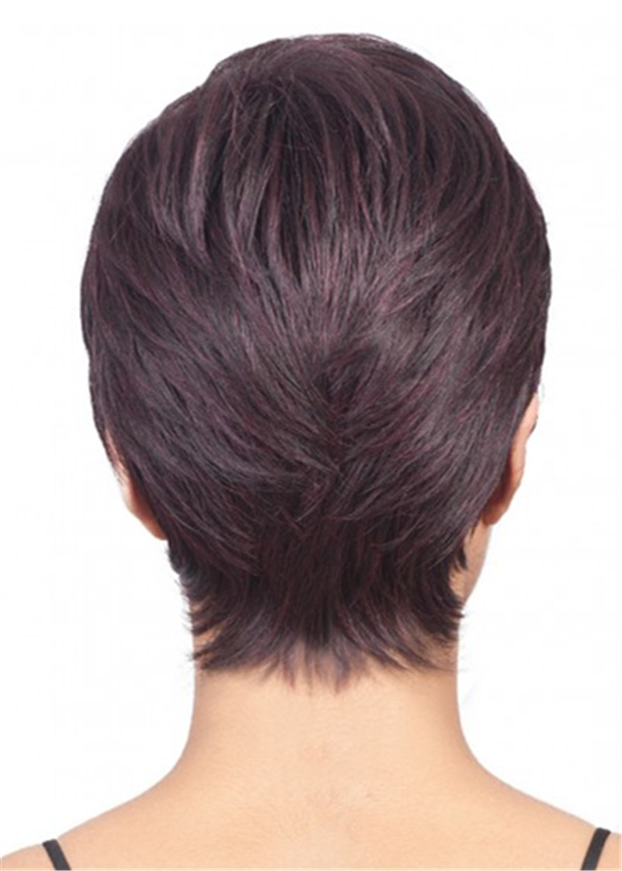 Capless Natural Straight Women Human Hair 120% 8 Inches Wigs - Pixie Cut Wigs
