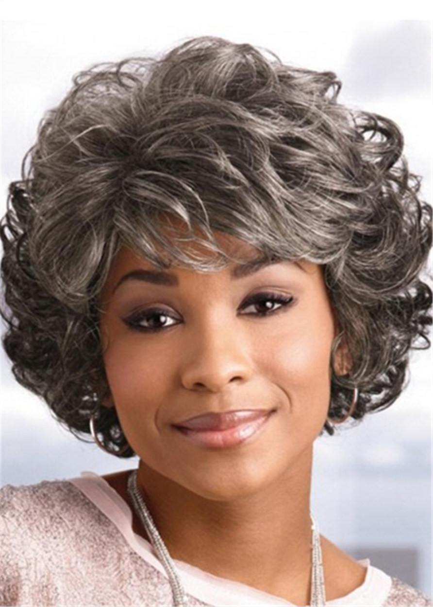 Women Short Bob Wig - Synthetic Hair 120% 12 Inches Wigs With Classic Layered Waves