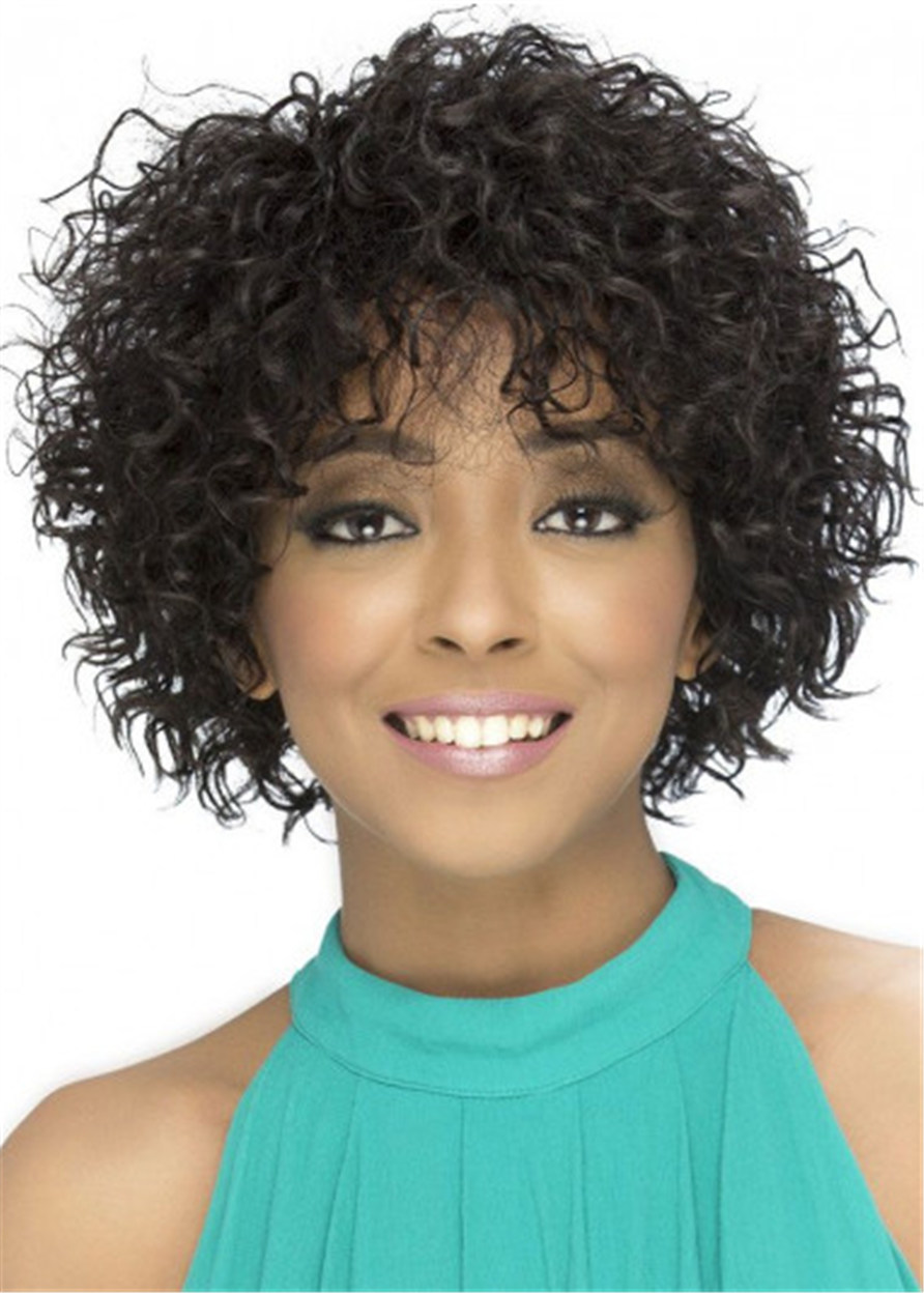 Capless Big Curly Synthetic Hair Women 120% 12 Inches Wigs