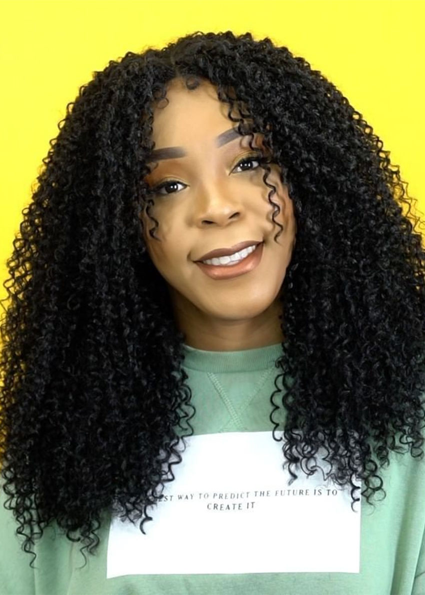 Synthetic Hair Women Afro Kinky Curly Capless 20 Inches 120% Wigs