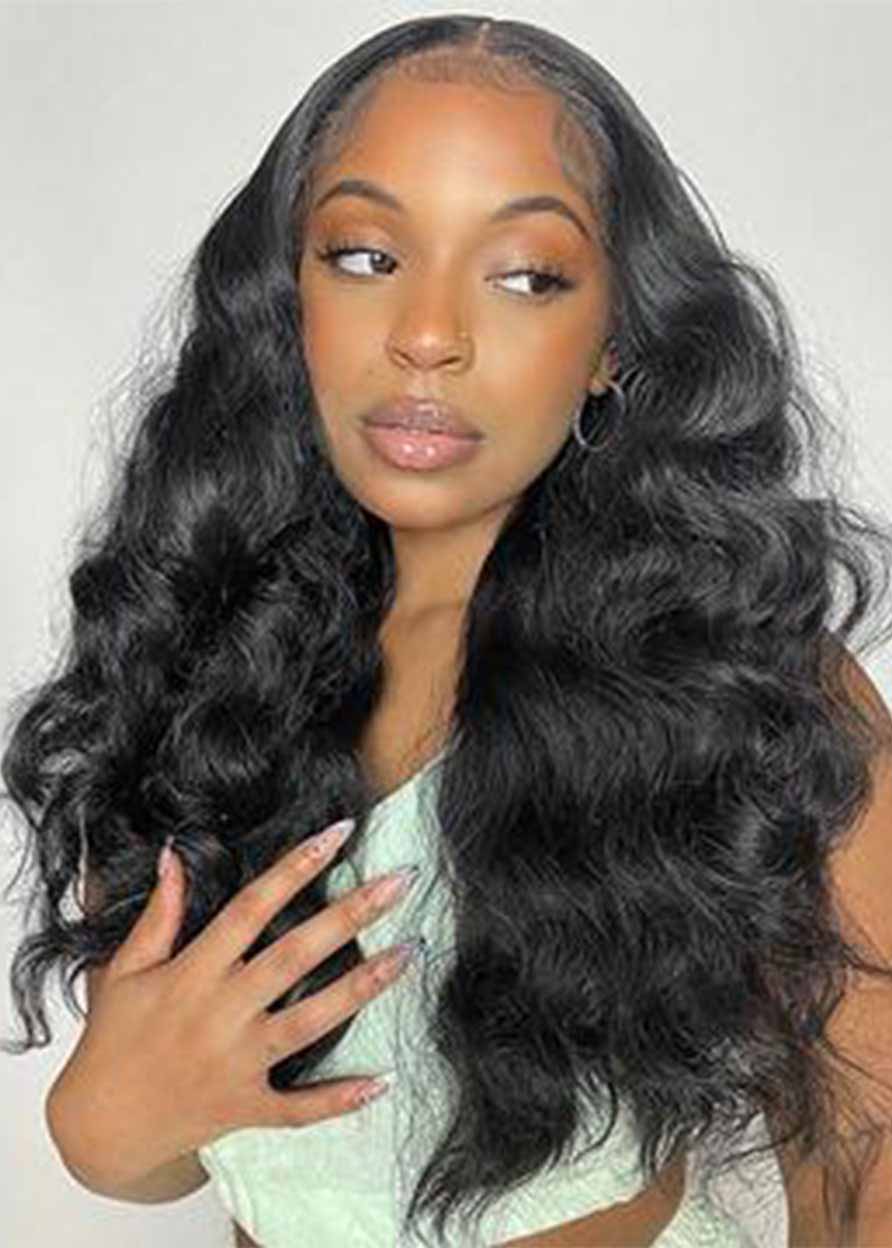 Loose Wave Lace Front Cap Women Virgin Human Hair 130% 24 Inches Wigs