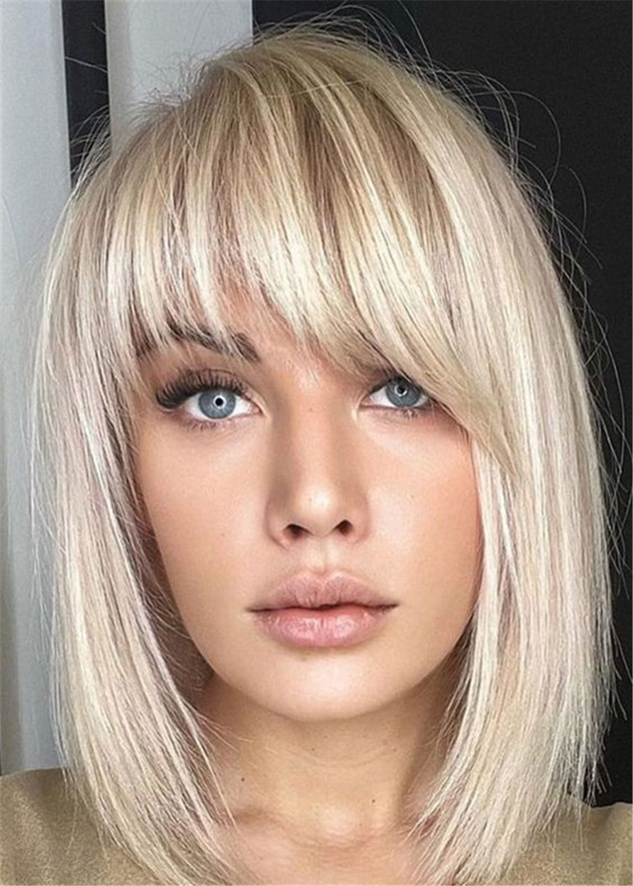 Synthetic Hair Natural Straight Women Capless 20 Inches 120% Wigs - Blonde Bob Wigs