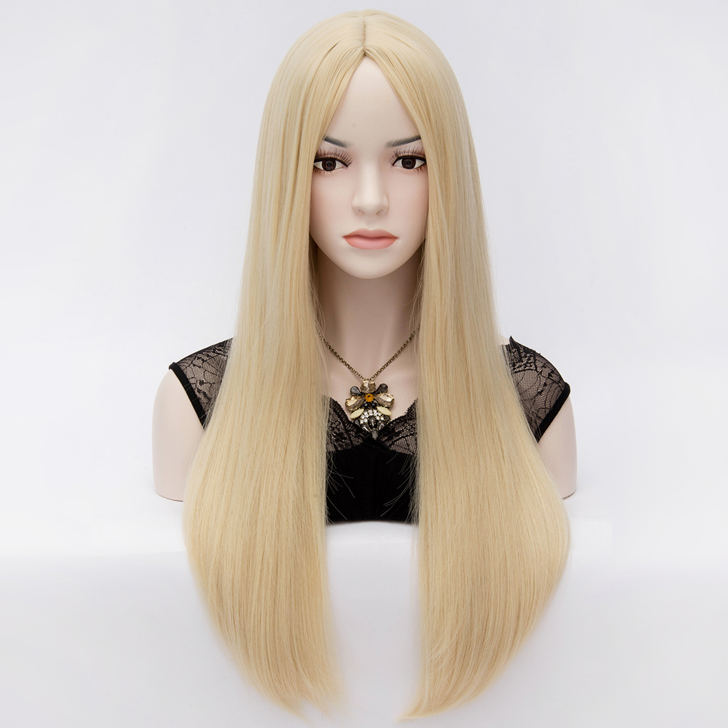 U Part Straight Capless Synthetic Hair 24 Inches 120% Wigs