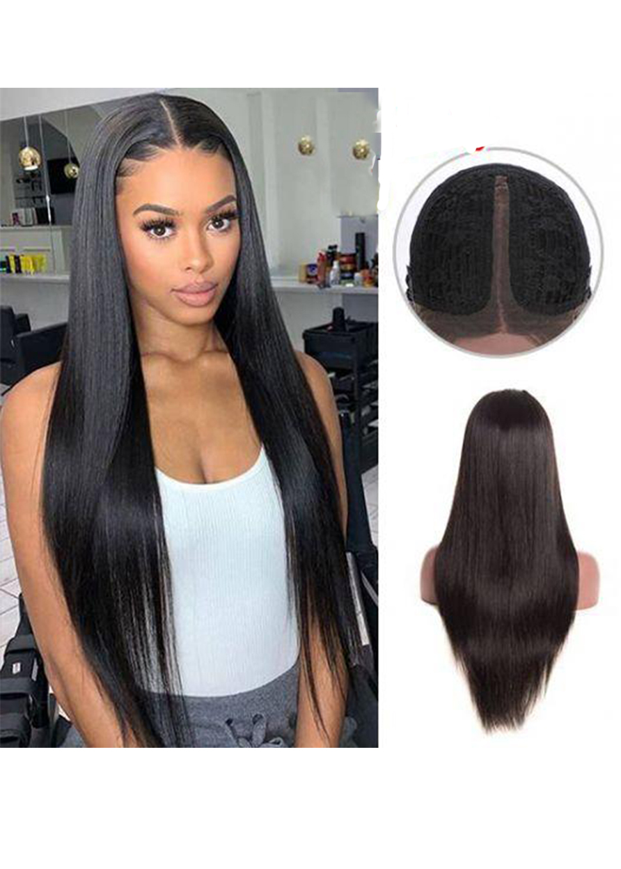 Women T Part Lace Front Cap Human Hair Straight 26 Inches 150% Wigs
