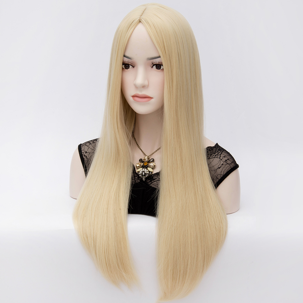 U Part Straight Capless Synthetic Hair 24 Inches 120% Wigs