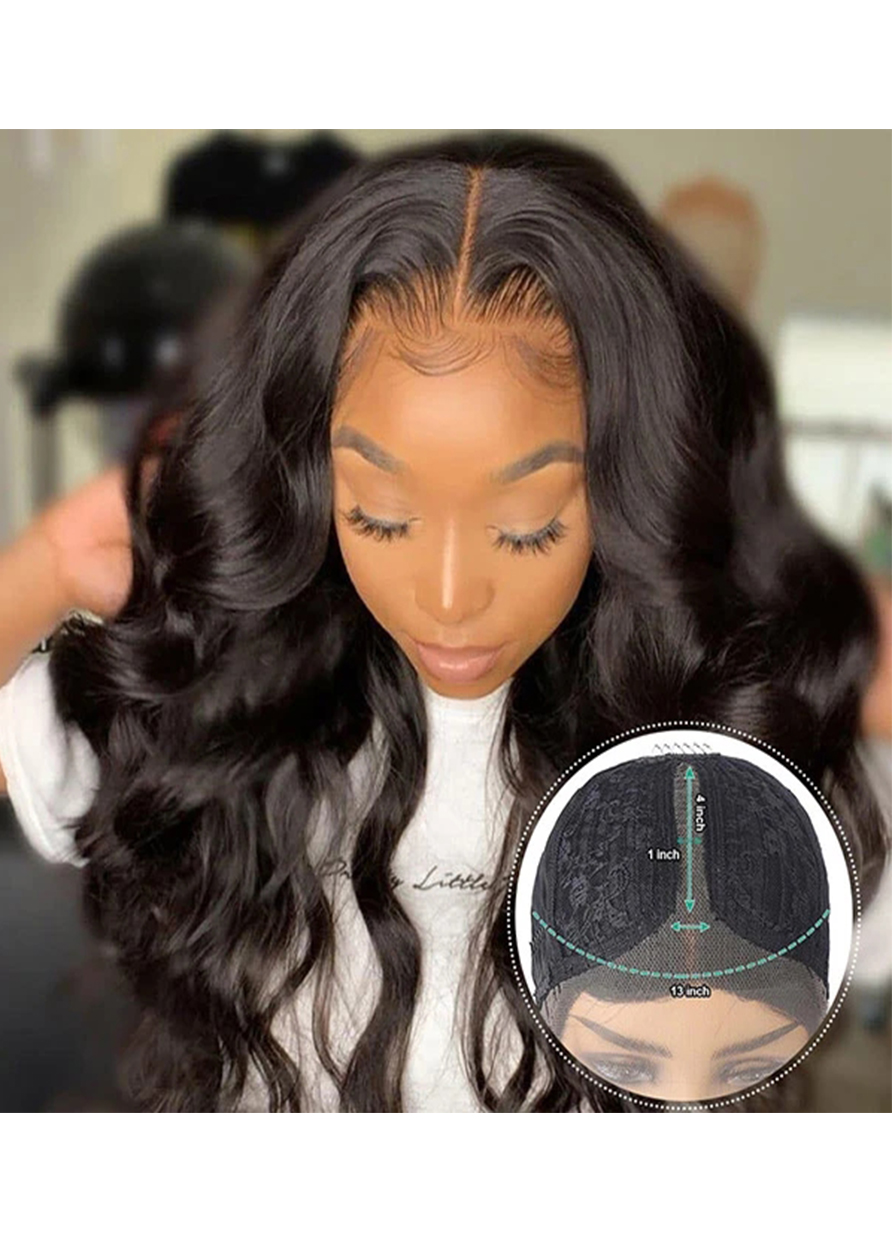 Women T part Lace Front Cap Body Wave Human Hair 24 Inches 150% Wigs
