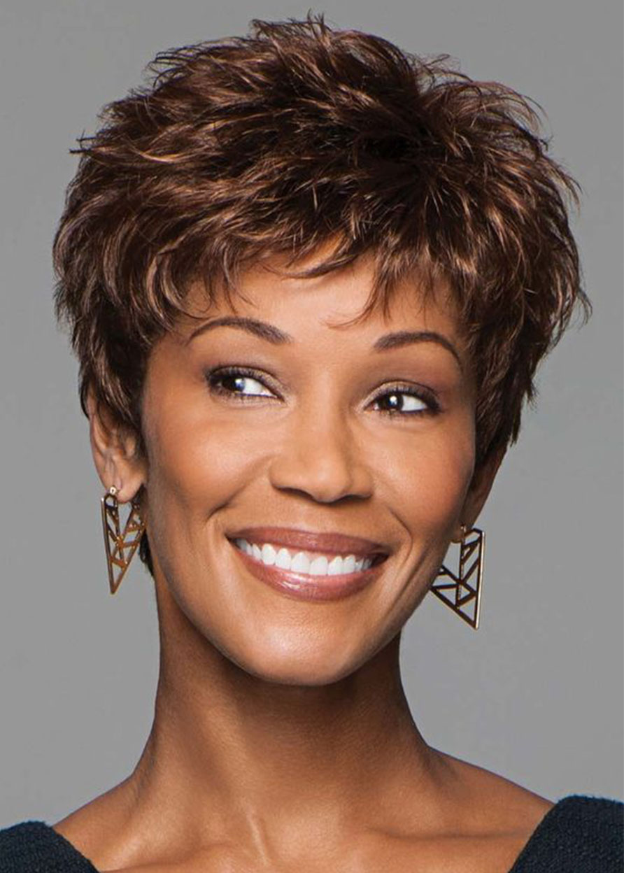 Pixie Cut Straight Capless Women Synthetic Hair 120% Wigs