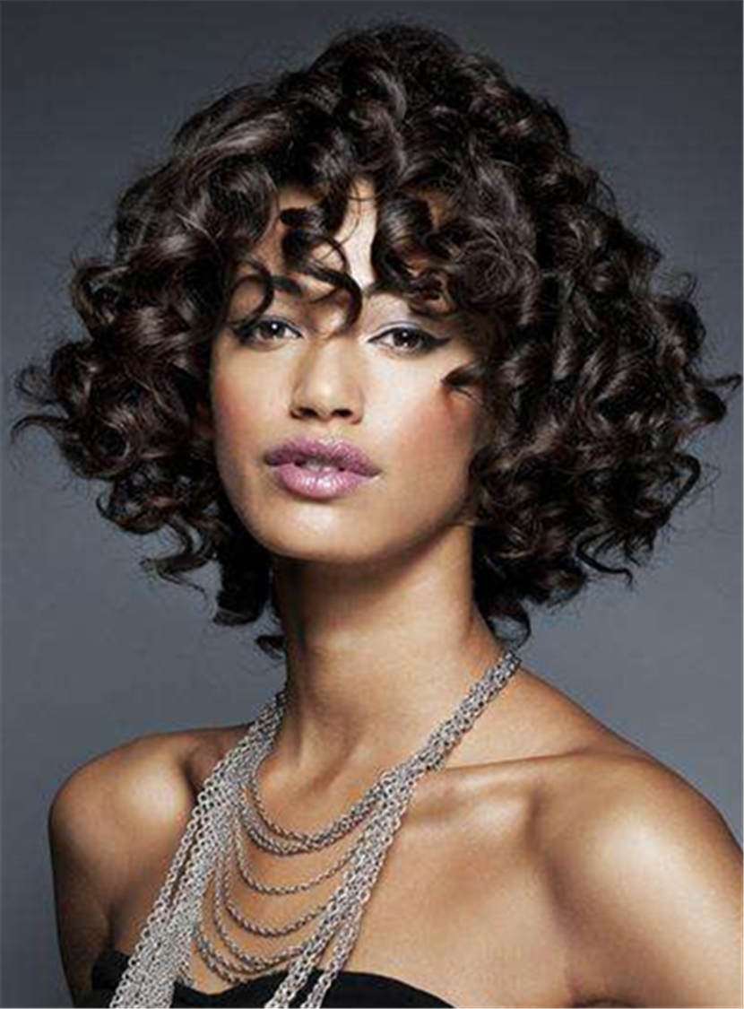 Curly Synthetic Hair Capless Women 120% 10 Inches Wigs