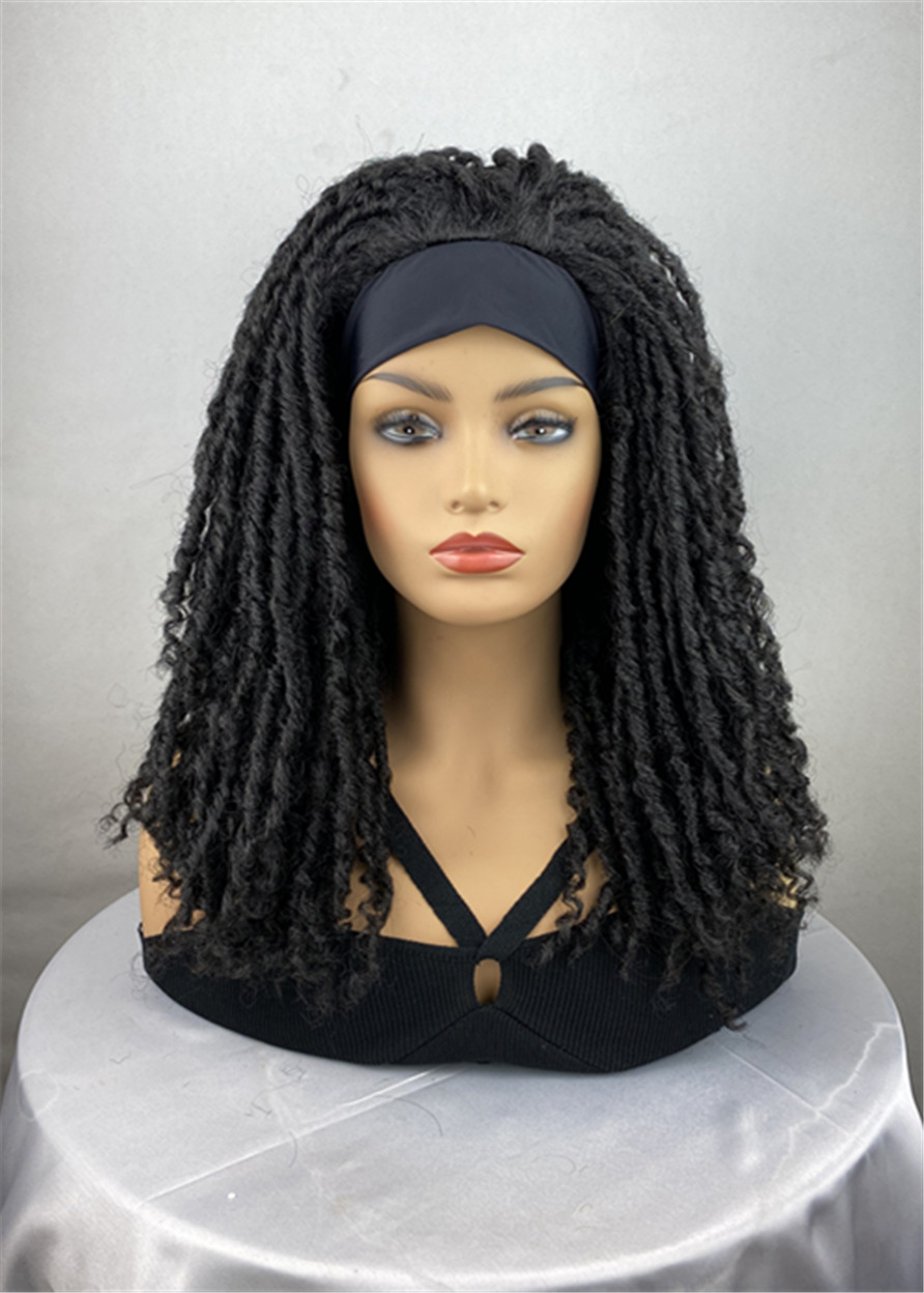  Afro Curly Women Twist Braid Synthetic Hair Capless 130% 16 Inches Headband Wigs