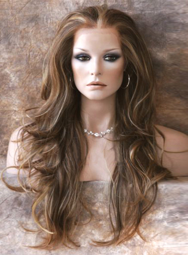 Balayage Hair Synthetic Hair Lace Front Cap Wavy 24 Inches 120% Wigs
