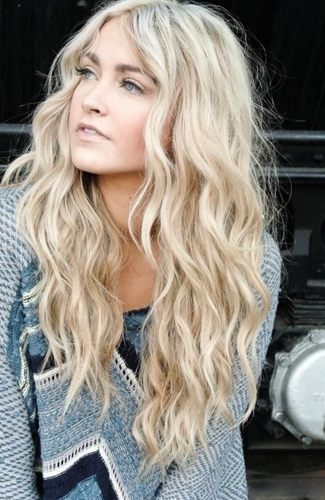 Lace Front Cap Human Hair Wavy 120% 30 Inches Wigs - Blonde