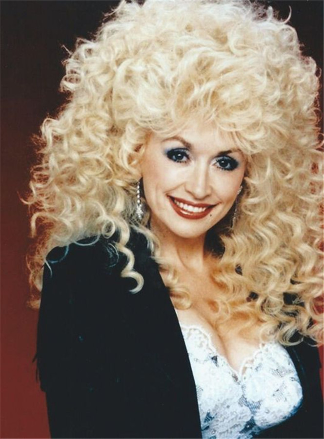 Capless Curly Synthetic Hair Dolly Parton 120% 14 Inches Wigs