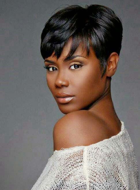 Pixie Short Straight Human Hair 120% Wigs For African American Women