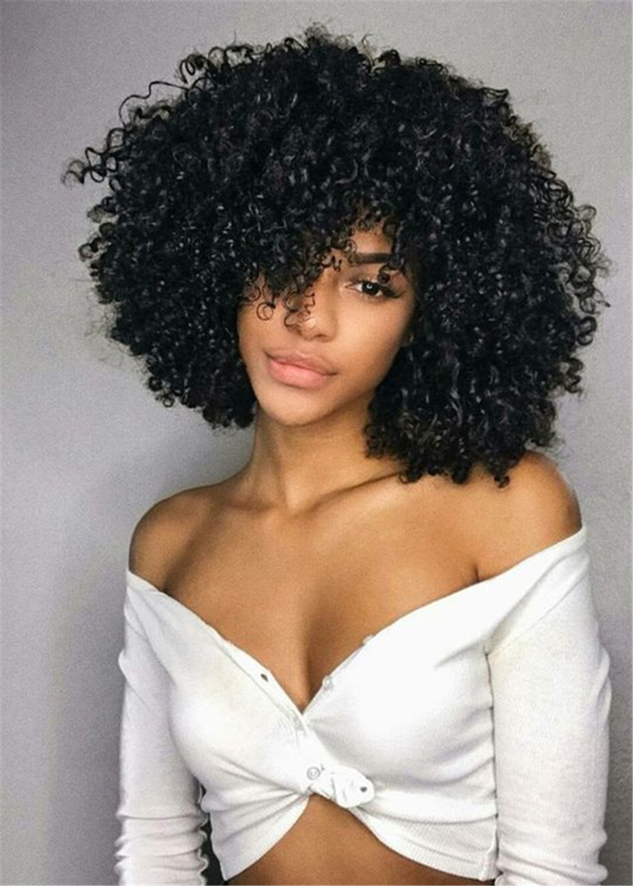 Capless Curly Women Bob Hair Wigs Synthetic Hair 120% 14 Inches Wigs