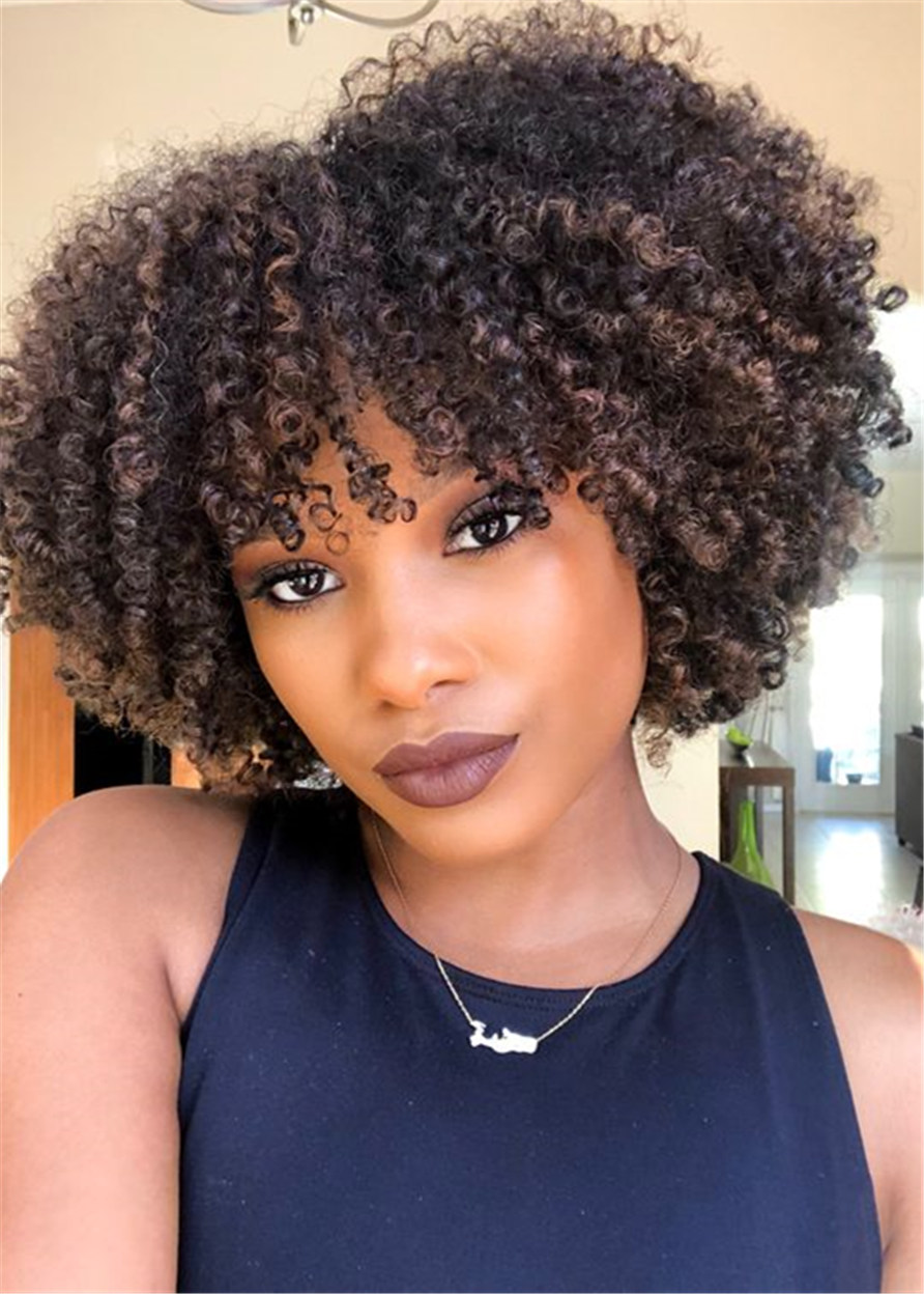 Synthetic Hair Afro Curly Women Capless 12 Inches 120% Wigs