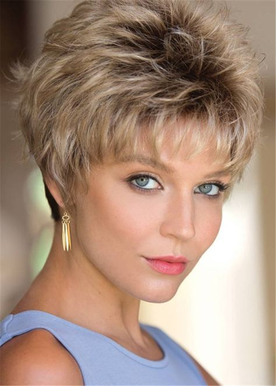 Women Pixie-Choppy Cut Synthetic Hair Natural Straight 10 Inches 120% Wigs