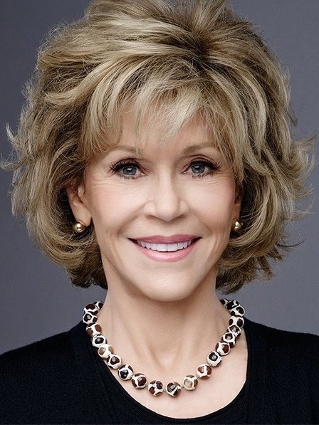 Jane Fonda Lace Front Wigs Human Hair 130% Wigs With Bangs