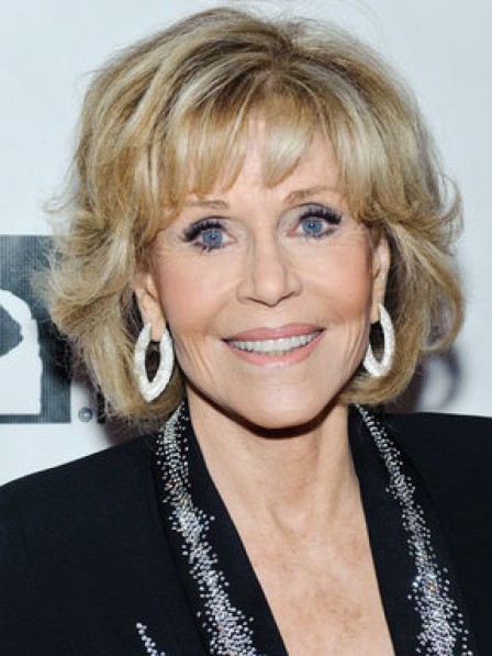 Jane Fonda Wigs Capless Wavy Human Hair Wigs With Bangs