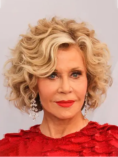 Curly Lace Front Wigs 12 Inches Synthetic Hair Jane Fonda Wigs