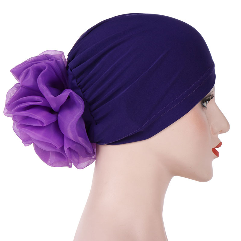 Skullies & Beanies Ethnic Plain Hats Flower Turban For Women