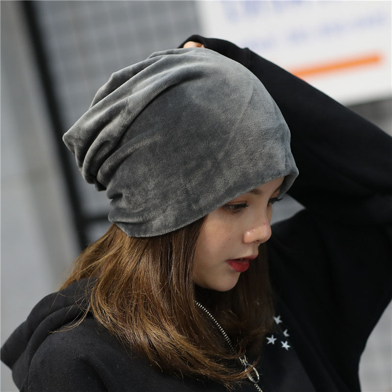 Korean Velour Skullies & Beanies Spring Plain Hats