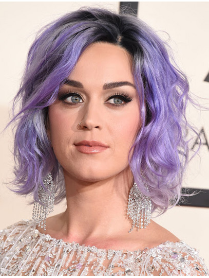 Wavy Purple Full Lace Chin Length Katy Perry Wigs 12 Inches