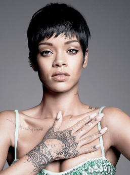 Rihanna Pixie Cut Short Straight Lace Front Human Hair Wigs with Bangs 8 Inches