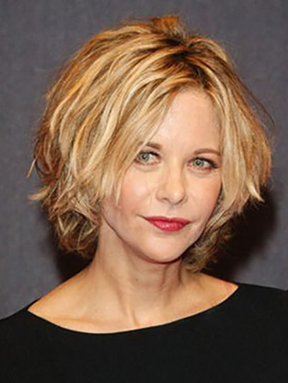 Wavy Chin Length Blonde Synthetic Meg Ryan Wigs 10 Inches