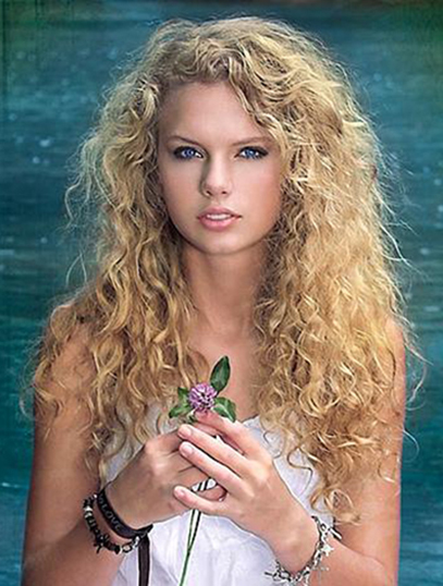 Blonde Curly Long Taylor Swift Wigs Remy Human Hair Monofilament Top Lace Front Wigs 20 Inches
