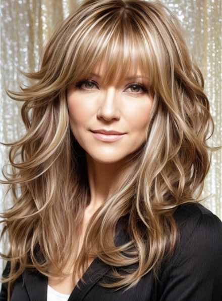 Long Layered Wavy Mixed  Synthetic Hair Lace Front Cap Wigs 14 Inches