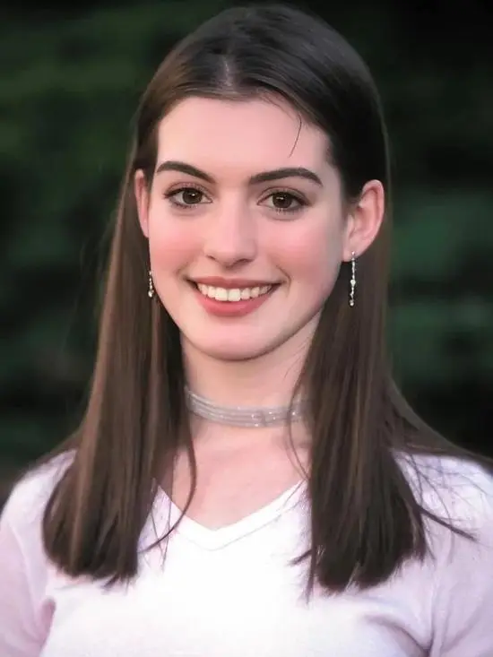 Anne Hathaway Long Straight Human Hair Lace Front Women Wigs 18 Inches