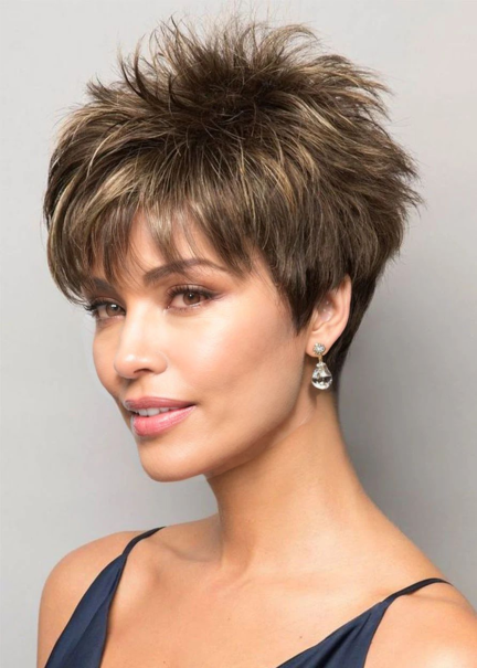 Pixie Boy Cut Hairstyles Women's Short Length Straight Synthetic Hair Wigs Lace Front Cap Wigs 10 Inch