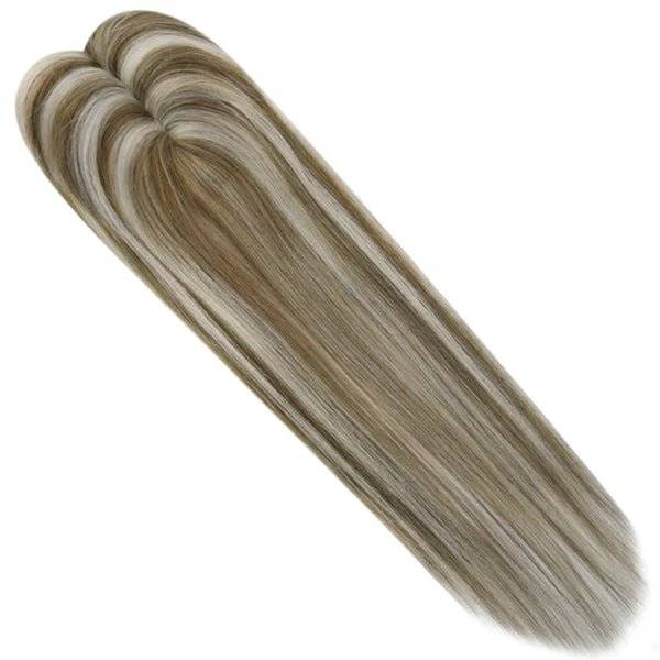  Hair Topper  5"*5" Base Real Human Hair Highlight Blonde Wigs Hair Piecepiece