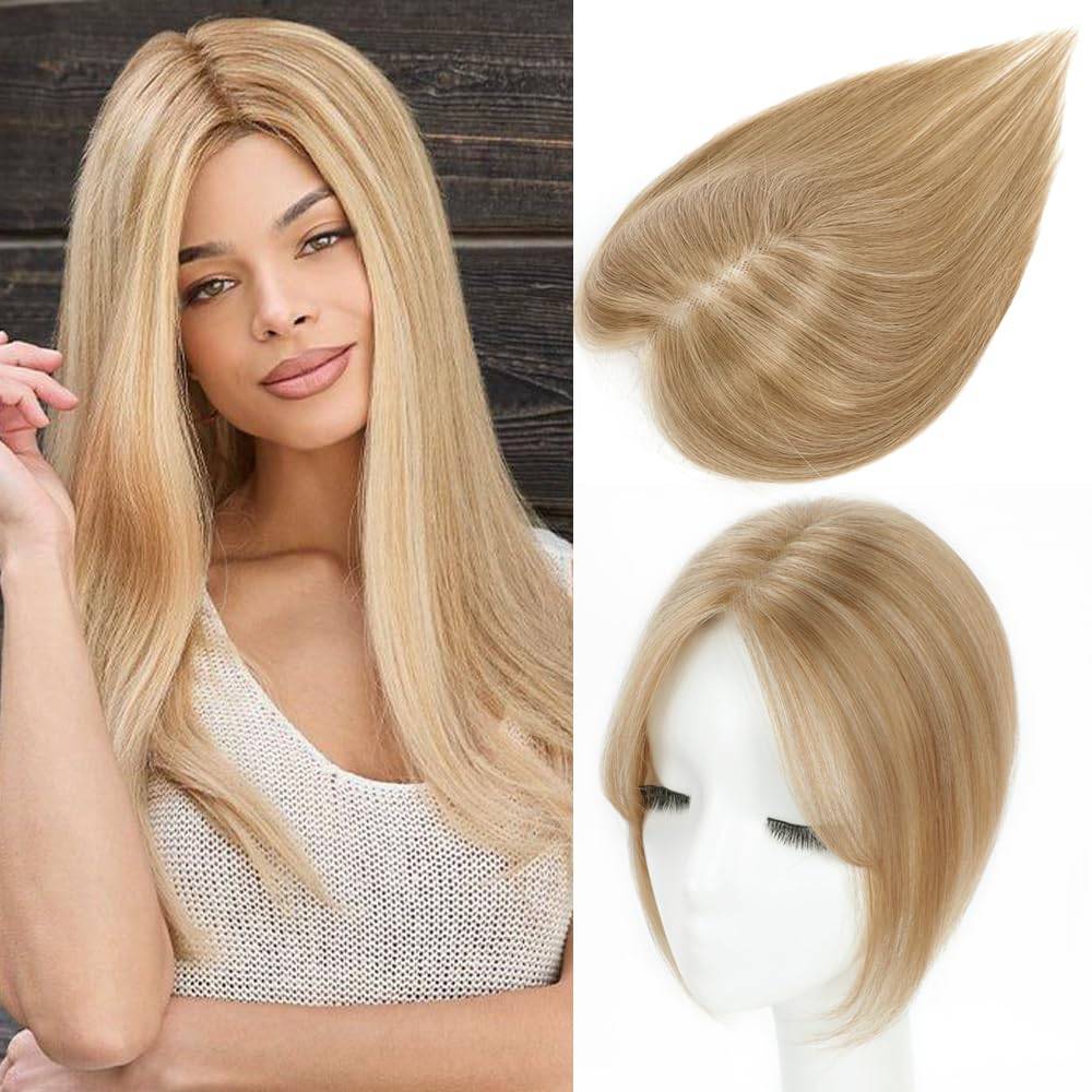  Human Hair Toppers for Women Real Human Hair Toppers Hair Pieces for Women 10 Inch Upgrade Swiss Base Hair Toppers for Women with Thinning Hair-Natural Blackpiece