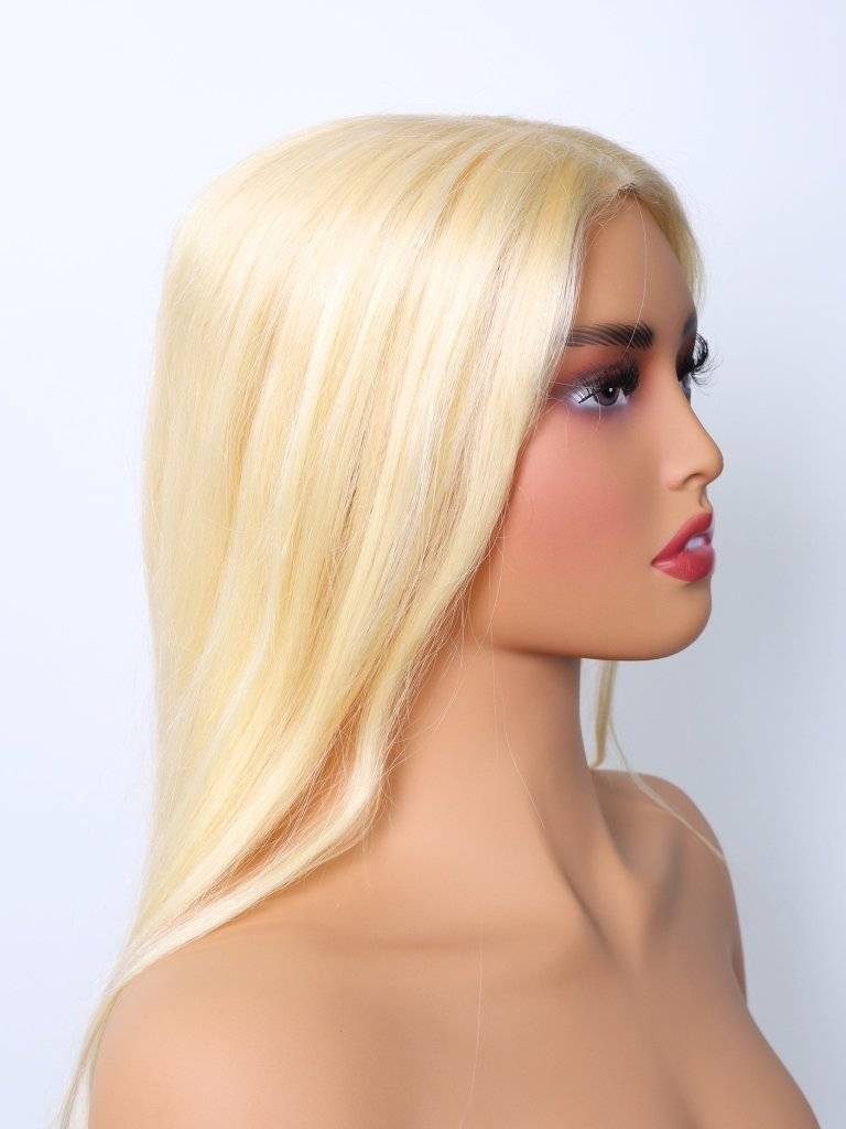  Human Hair Wigs Silk Top Base Hair s Without Bangs Off Blonde Color #613[Density Upgrade 180%]piece