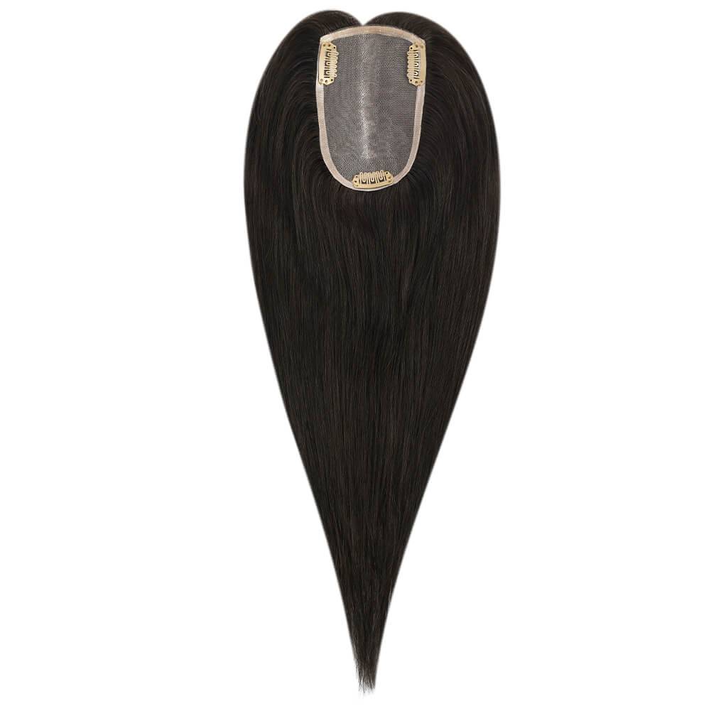  3*5inch Mono Hair Topper Remy Human Hair Natural Black (#1B) Wigs Hair Piecepiece