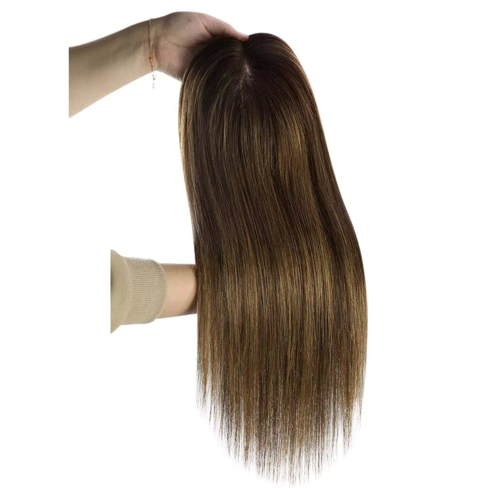  Women Hair Topper 6*7inch Large Base Hair Piece Balayage Brownpiece