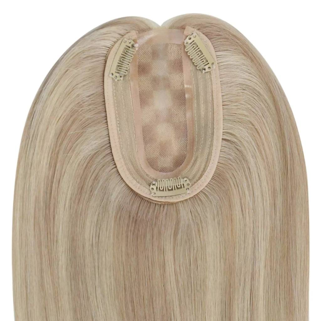  Virgin Hair Piece Topper Highlight Blonde Straight wigspiece