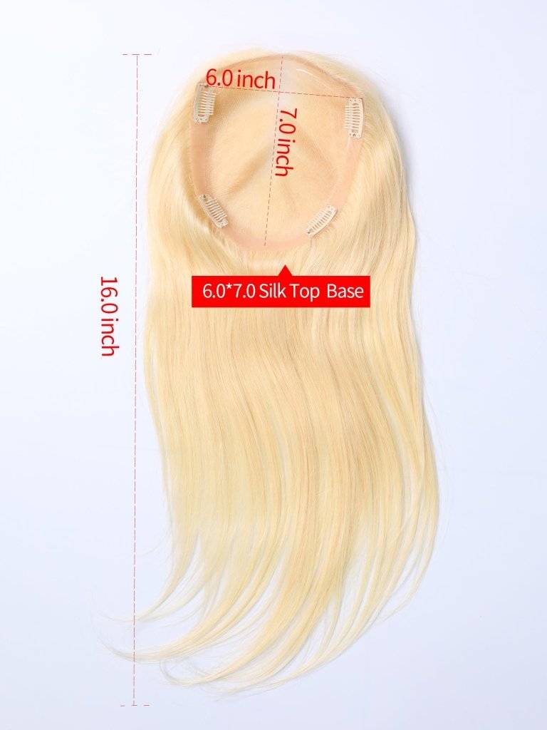  Human Hair Wigs Silk Top Base Hair s Without Bangs Off Blonde Color #613[Density Upgrade 180%]piece