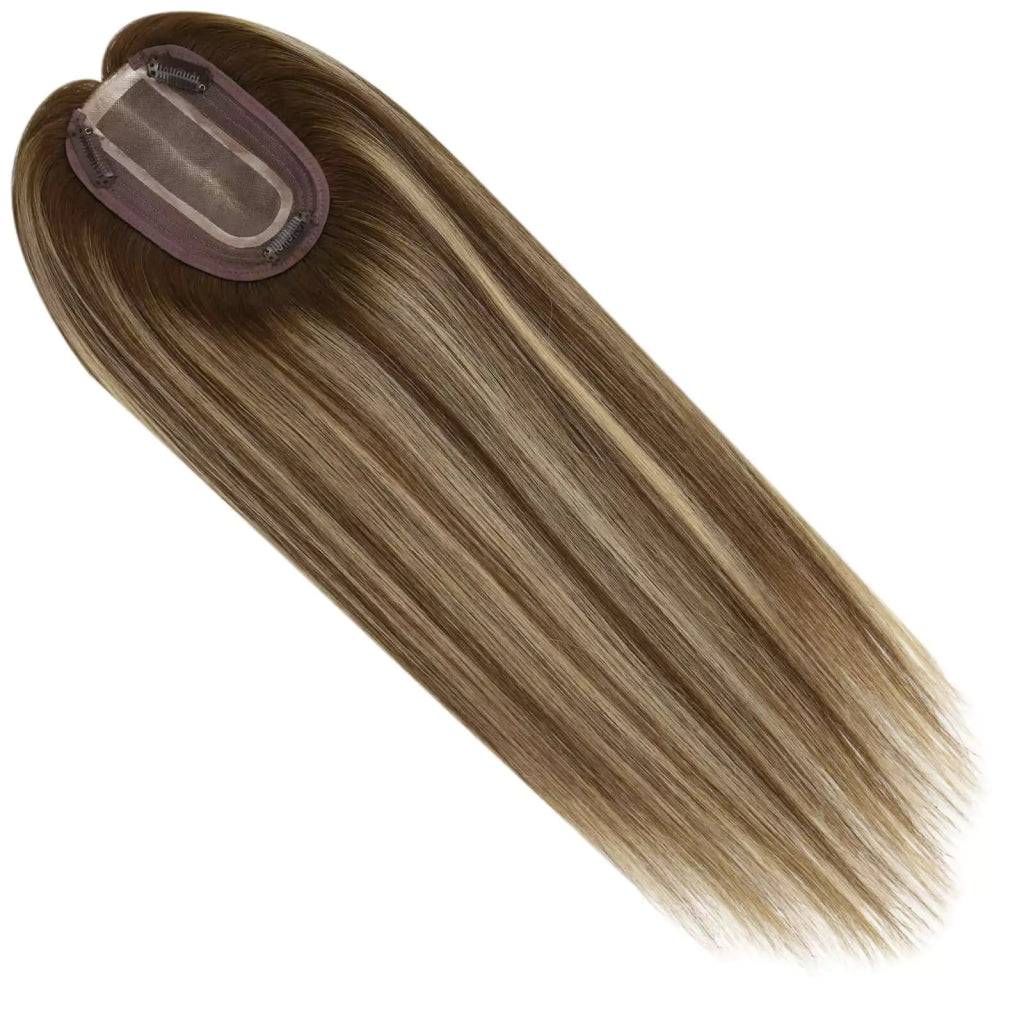  Topper Medium Base Balayage Brown Mixed Blonde Wigs Hair Piecepiece