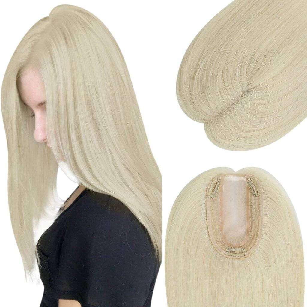  Topper Hair Pieces Virgin Human Hair Platinum Blonde Wigs Hair Piecepiece