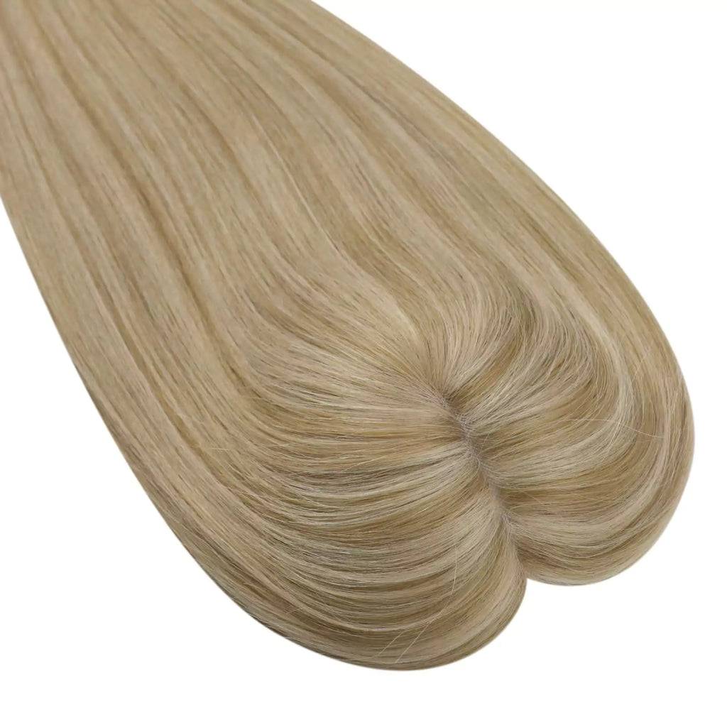  Virgin Clip on Hair Topper Large Base Highlight Blonde Wigs Hair Piecepiece