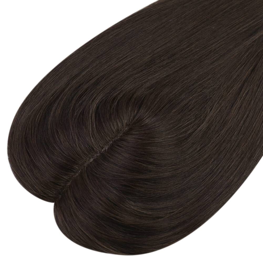  3*5inch Human Hair Topper For Women Invisible Darkest Brown Wigs Hair Piecepiece