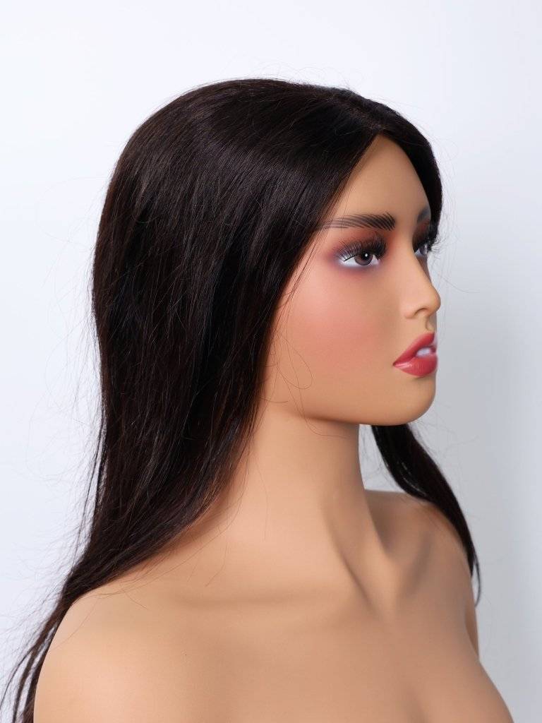  Human Hair Wig let Hair s Without Bangs Off Black #1B[Density Upgrade 180%]piece